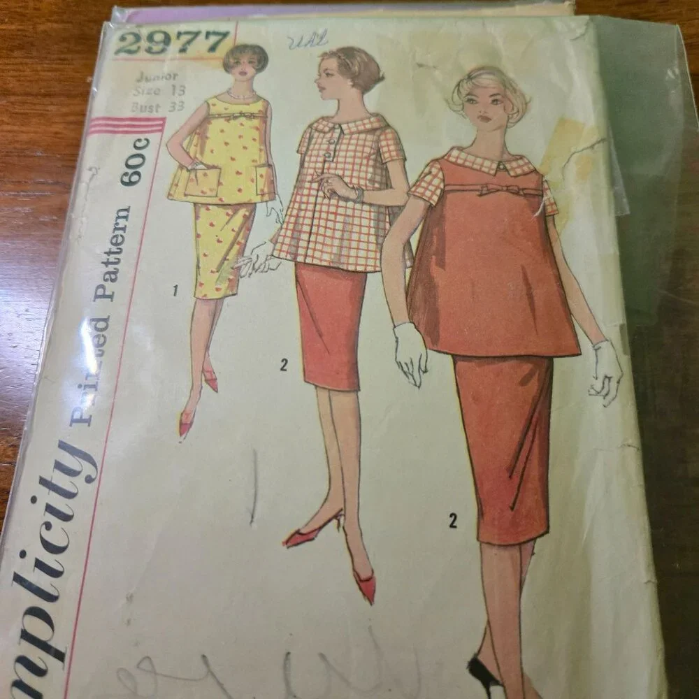 Maternity sewing patterns vintage 60s/70s dress, pants, tops unverified